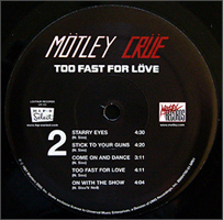 TOO FAST FOR LOVE - HIP-O SELECT LIMITED EDITION LP