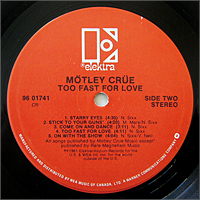 TOO FAST FOR LOVE - CANADIAN PRESS LP [#2]